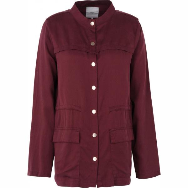 Giubbotto collo coreana a maniche lunghe con laccetti interno sfoderato twill Minimum rosso tinta unita