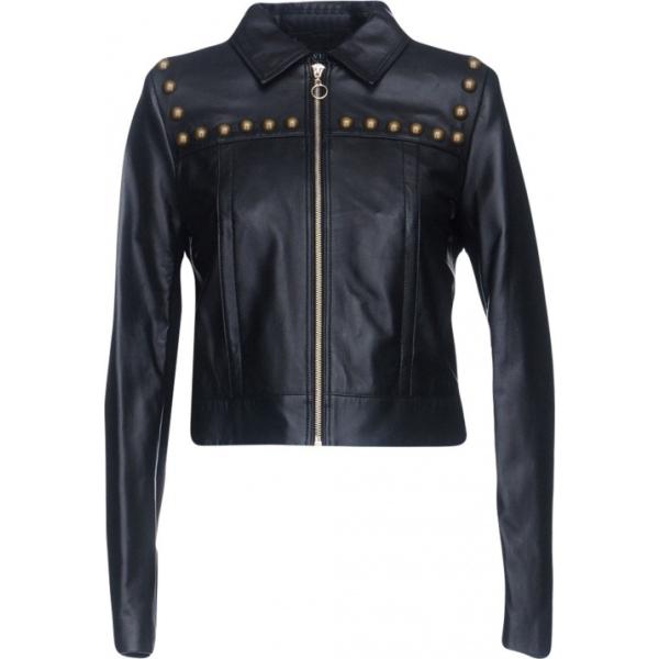 Giubbotto in pelle martellata collo classico a maniche lunghe con zip interno foderato tinta unita Twinset tinta unita