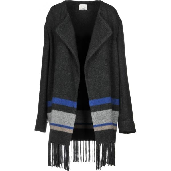 Cappotto doppiopetto fantasia multicolore con frange collo con revers a maniche lunghe interno semi-foderato con tasche Alysi multicolore