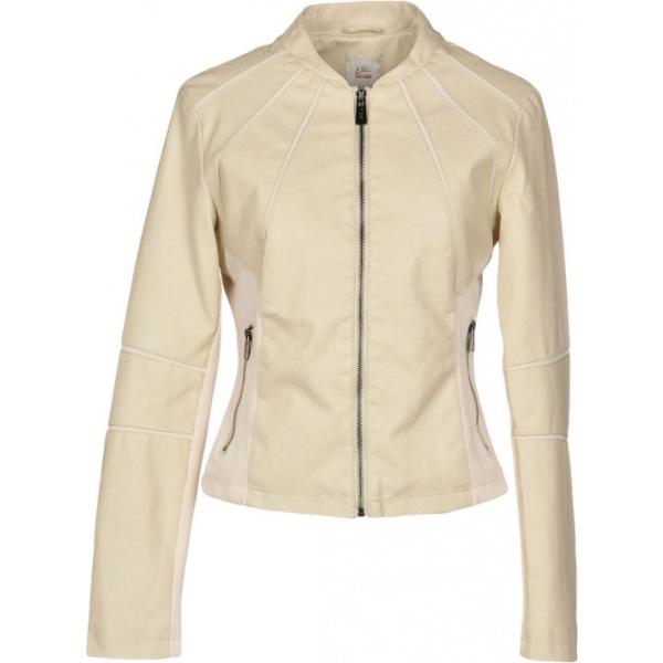 Giubbotto collo tondo a maniche lunghe con zip interno imbottito in pelle sintetica jersey YES ZEE by ESSENZA tinta unita