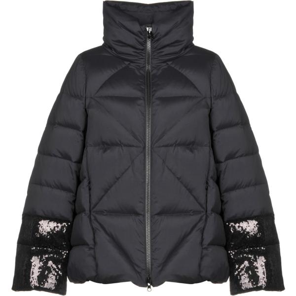 Piumino con paillettes collo alto a maniche lunghe con zip in tessuto tecnico tinta unita Fay tinta unita