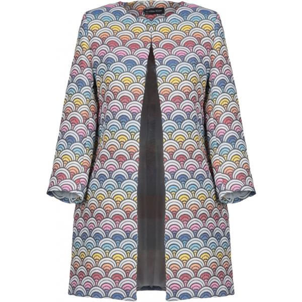 Cappotto fantasia multicolore effetto acetato collo tondo a maniche lunghe interno foderato jacquard Vanessa Scott multicolore
