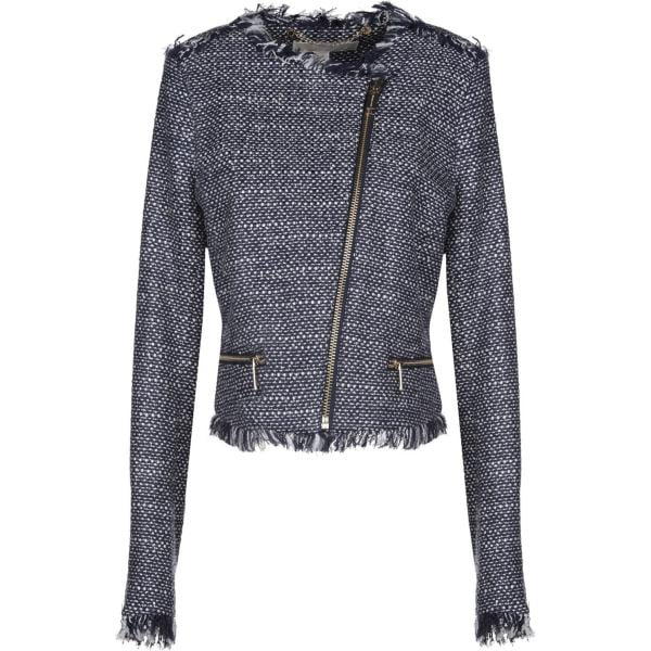 Giubbotto tweed collo tondo a maniche lunghe con zip interno foderato monopetto Michael Michael Kors blu
