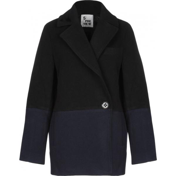 Cappotto doppiopetto fantasia collo con revers a maniche lunghe interno foderato con bottoni 5Preview nero
