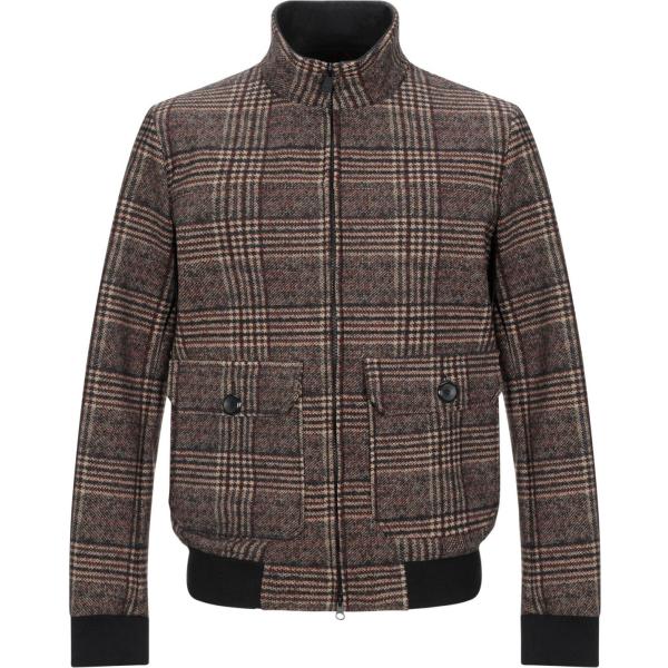 Giubbotto fantasia collo alto a maniche lunghe con zip in in maglia monopetto Mc2 Saint Barth marrone principe di galles