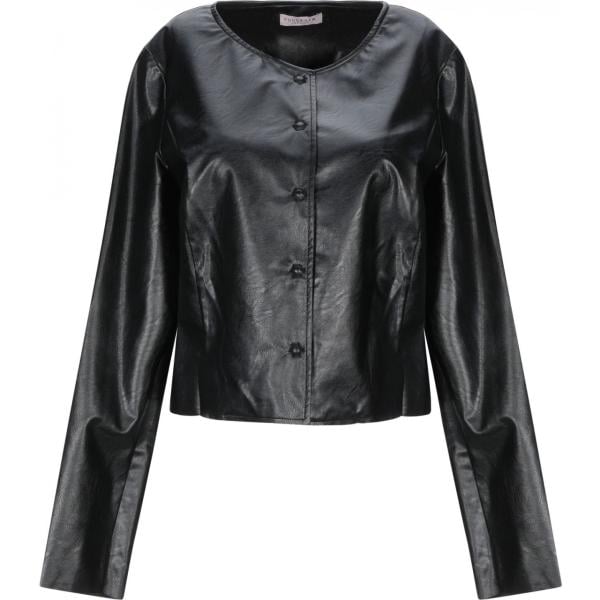 Giubbotto collo tondo a maniche lunghe interno sfoderato in pelle sintetica tinta unita Foudesir tinta unita