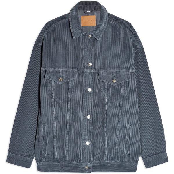 Giubbotto a coste collo classico a maniche lunghe interno sfoderato in velluto monopetto Topshop tinta unita