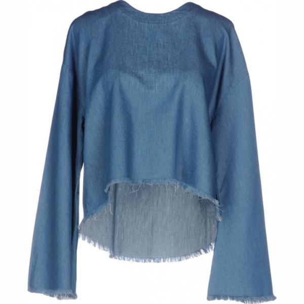 Camicia jeans collo tondo a maniche lunghe in denim tinta unita Kendall + Kylie tinta unita