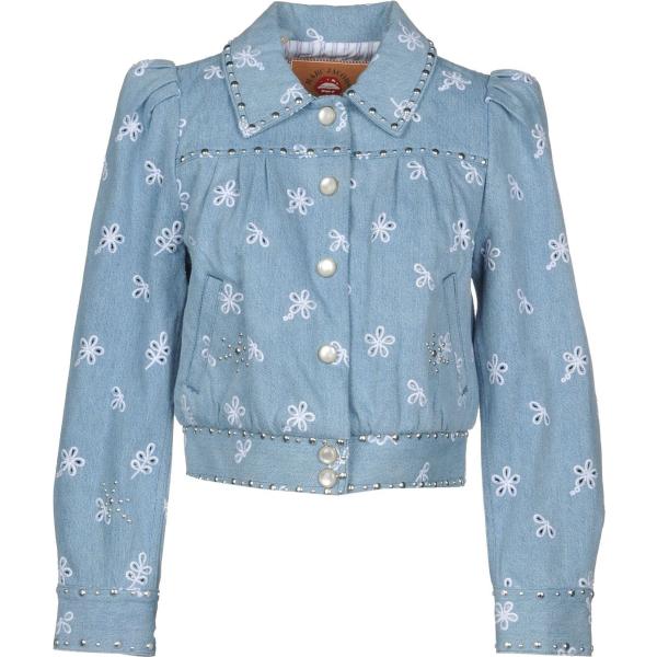 Giacca fantasia floreale con ricamo collo classico a maniche lunghe interno foderato in denim monopetto Marc Jacobs a fiori
