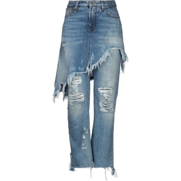 jeans strappati R13 blu tinta unita