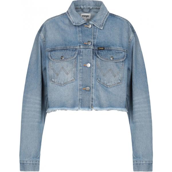 Giacca delavé collo classico a maniche lunghe in denim tinta unita Wrangler tinta unita
