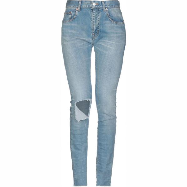 Jeans effetto strappato delavé con zip tinta unita Balenciaga blu tinta unita