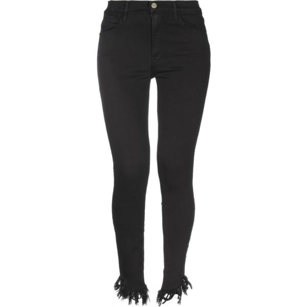 Pantaloni capri con frange vita alta con zip in denim tinta unita Frame tinta unita