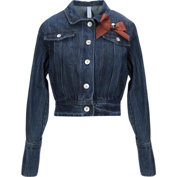 Giacca con spilla collo classico a maniche lunghe interno sfoderato in denim tinta unita Zahjr