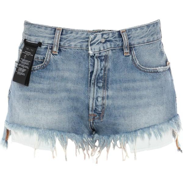 Shorts senza tasche fantasia vita alta in denim con bottoni Ben Taverniti™ Unravel Proje... multicolore