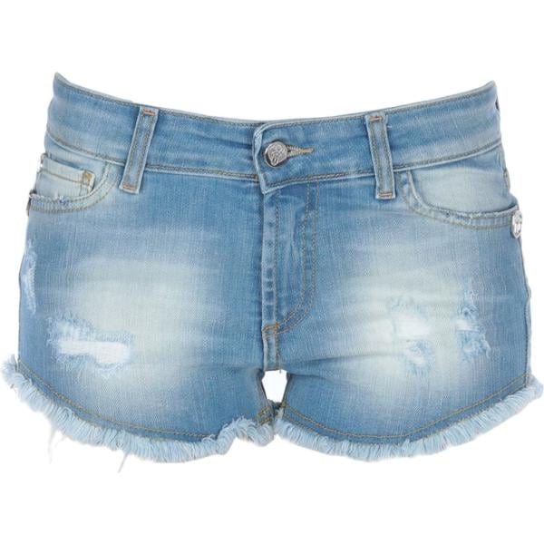 Shorts delavé con zip in denim tinta unita Frankie Morello tinta unita