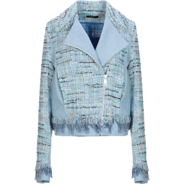 Giacca tweed con frange collo con revers a maniche lunghe con zip interno foderato in denim monopetto Byblos multicolore