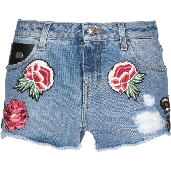 Shorts contrasto delavé vita alta con zip in denim tinta unita John Richmond tinta unita