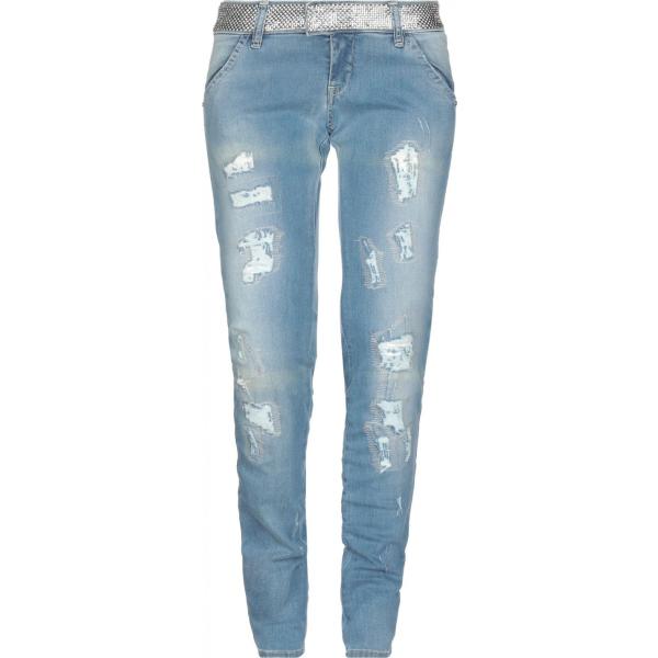 Jeans con strass delavé vita bassa con zip tinta unita Met tinta unita