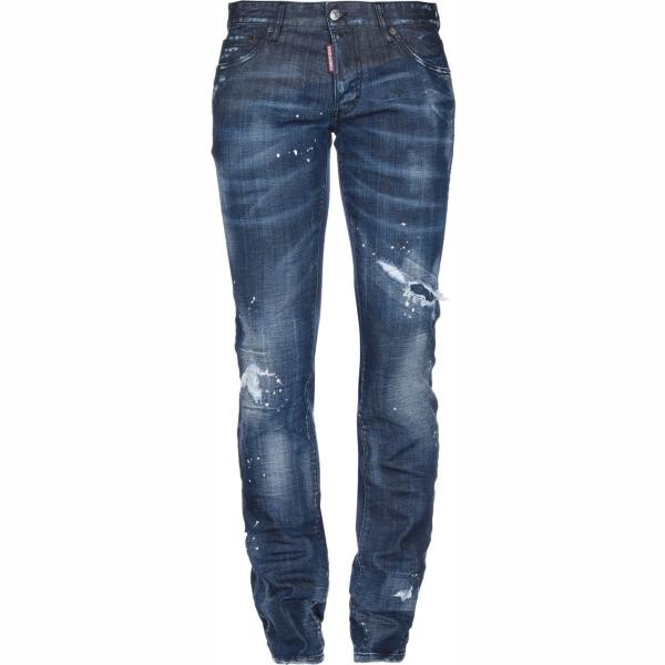 Jeans a tubo delavé in denim tinta unita Dsquared2 tinta unita
