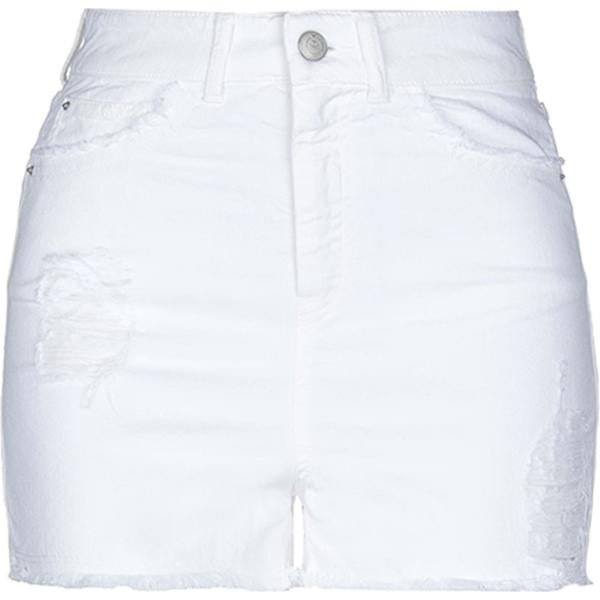 Shorts con frange vita alta con zip in denim tinta unita Emporio Armani tinta unita