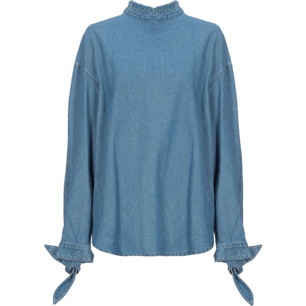 Camicia jeans collo tondo a maniche lunghe con fibbia in denim tinta unita Sjyp tinta unita