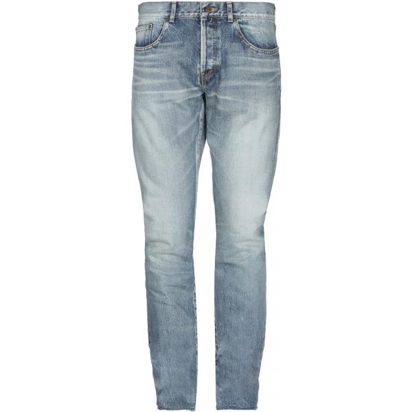 Jeans effetto strappato contrasto delavé in denim tinta unita Saint Laurent tinta unita