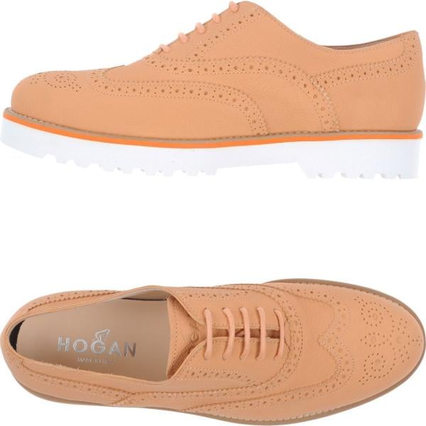 scarpe stringate da donna in bianco neve con tacco squadrato a punta tonda in pelle Hogan