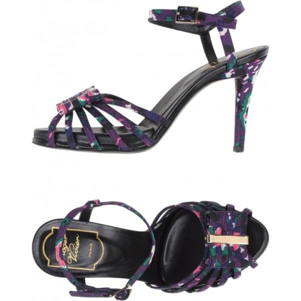 Sandali con fiocco fantasia multicolore con cinturino e punta tonda Roger Vivier multicolore