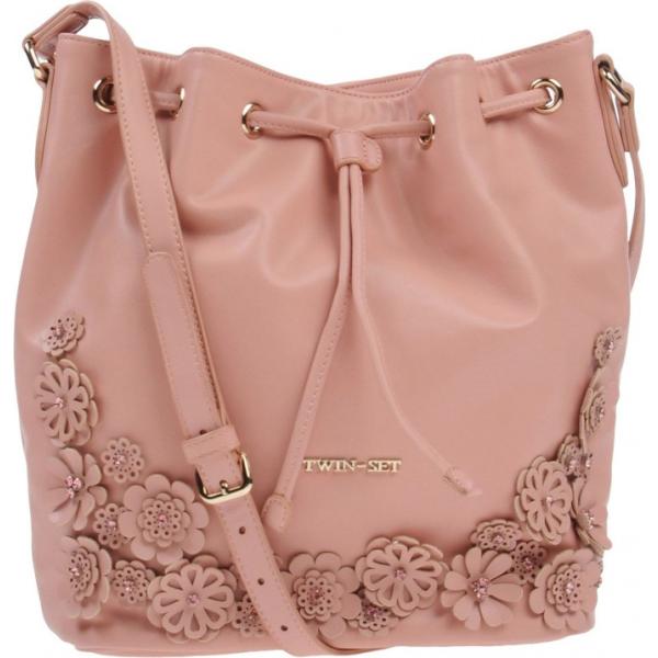 Borsa a tracolla secchiello con strass taglia media con coulisse interno foderato in pelle sintetica tinta unita Twinset tinta unita