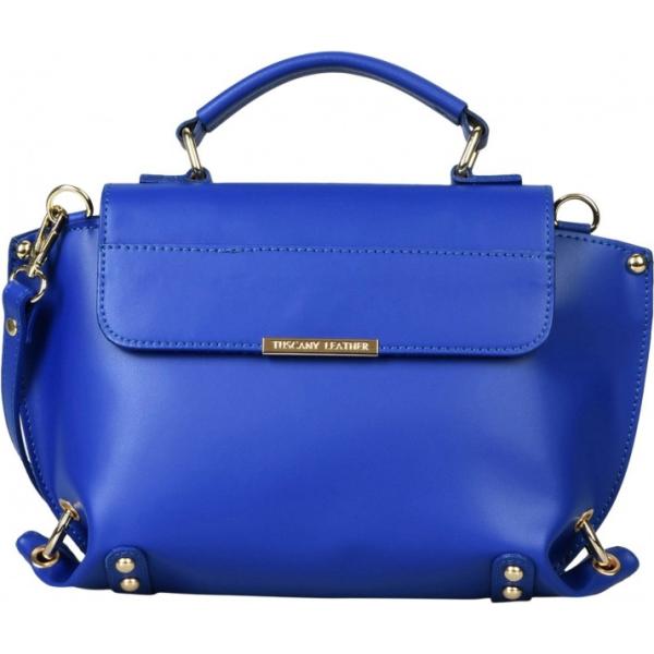 Borsa a mano messenger con manico taglia media con zip interno foderato in pelle tinta unita Tuscany Leather tinta unita