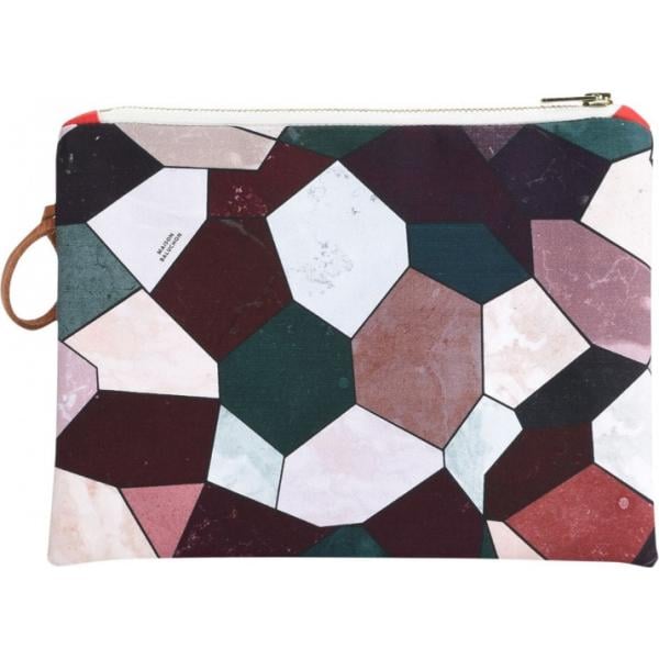 Borsa a mano mini fantasia geometrica con zip interno foderato Maison Baluchon geometrica