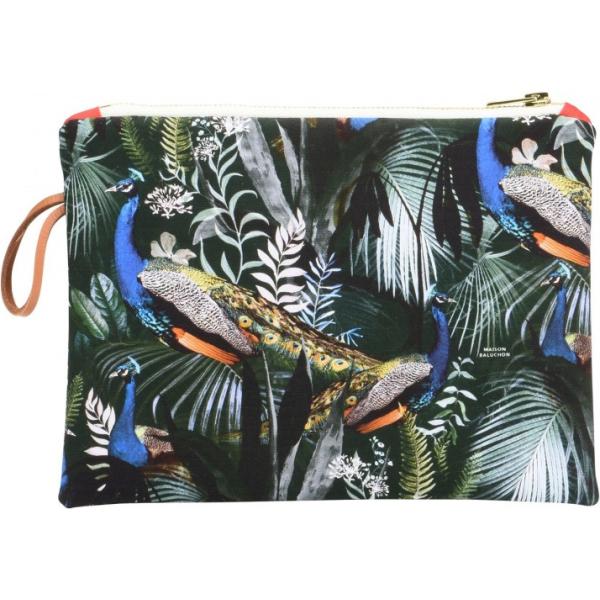 Borsa a mano mini fantasia floreale con zip interno foderato Maison Baluchon a fiori