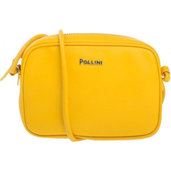 Borsa a tracolla mini con zip interno foderato in pelle tinta unita Pollini tinta unita