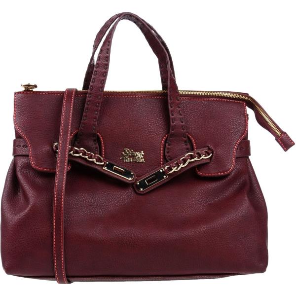Borsa a mano taglia media con zip interno foderato in pelle sintetica tinta unita Secret Pon-Pon tinta unita