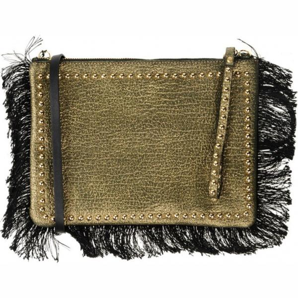 Borsa a mano mini con manico e frange con zip tinta unita Nanni tinta unita