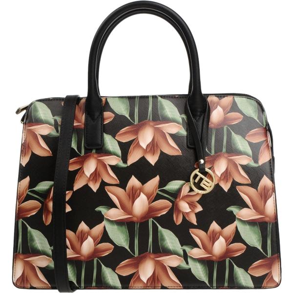 Borsa a mano fantasia floreale taglia media con zip interno foderato in pelle sintetica blu Tosca Blu a fiori