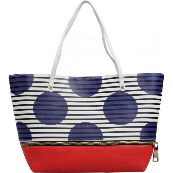 Borsa a mano maxi a righe doppio manico in pelle sintetica rigido Patrizia Pepe a righe