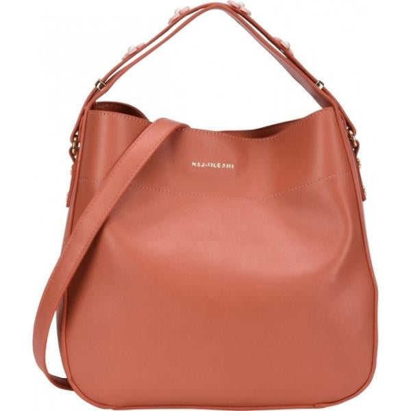 Borsa a mano con manico contrasto taglia media con zip interno foderato in pelle sintetica tinta unita Naj-Oleari tinta unita