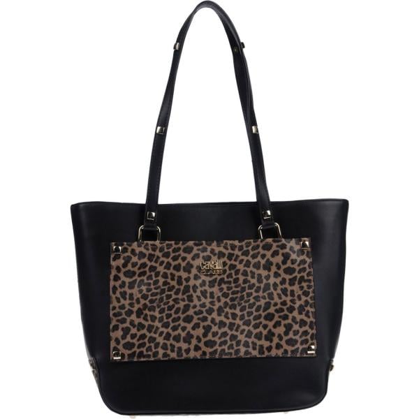 Borsa a mano fantasia con borchie taglia media con zip interno foderato in pelle sintetica con tasca interna Cavalli Class animalier