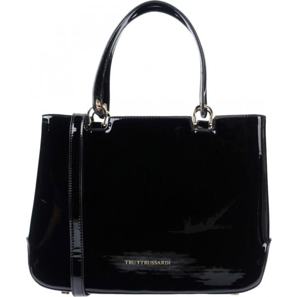 Borsa a mano effetto vernice taglia media con zip interno foderato in pelle tinta unita Tru Trussardi tinta unita