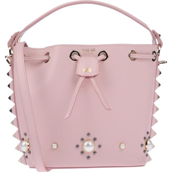 Borsa a mano con strass e borchie con coulisse e manico con tracolla removibile Salar tinta unita