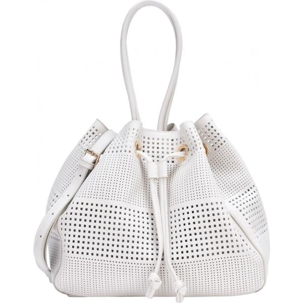 Borsa a spalla secchiello maxi traforato con coulisse interno sfoderato in pelle sintetica tinta unita Deux Lux tinta unita