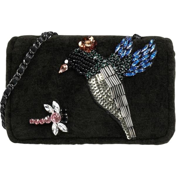 Borsa a tracolla mini con strass contrasto con perline interno foderato in pile tinta unita Essentiel Antwerp tinta unita