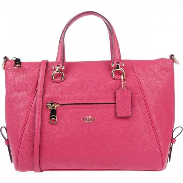 Borsa a mano in pelle martellata taglia media con zip interno foderato tinta unita Coach tinta unita