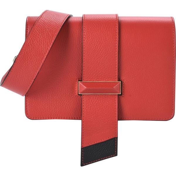 Borsa a tracolla mini in pelle martellata con fibbia in pelle tinta unita Parentesi tinta unita