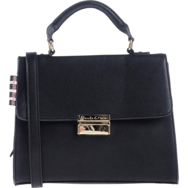 Borsa a mano cartella con manico taglia media a scatto in pelle sintetica fondo con piedini Manila Grace tinta unita
