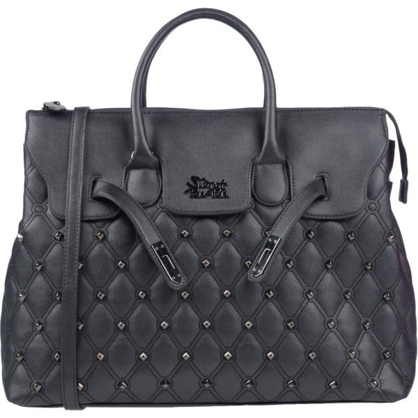 Borsa a mano maxi con borchie e zip interno foderato in pelle sintetica tinta unita Secret Pon-Pon tinta unita