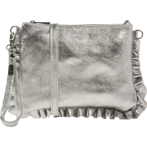 Borsa a mano effetto laminato taglia media con zip interno foderato tinta unita Tsd12 tinta unita