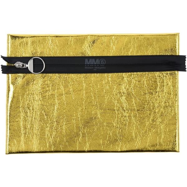Pochette effetto laminato con zip in pelle sintetica tinta unita Mm6 Maison Margiela tinta unita